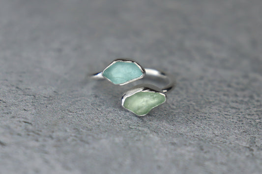 UK Size P Welsh Sea Glass Ring