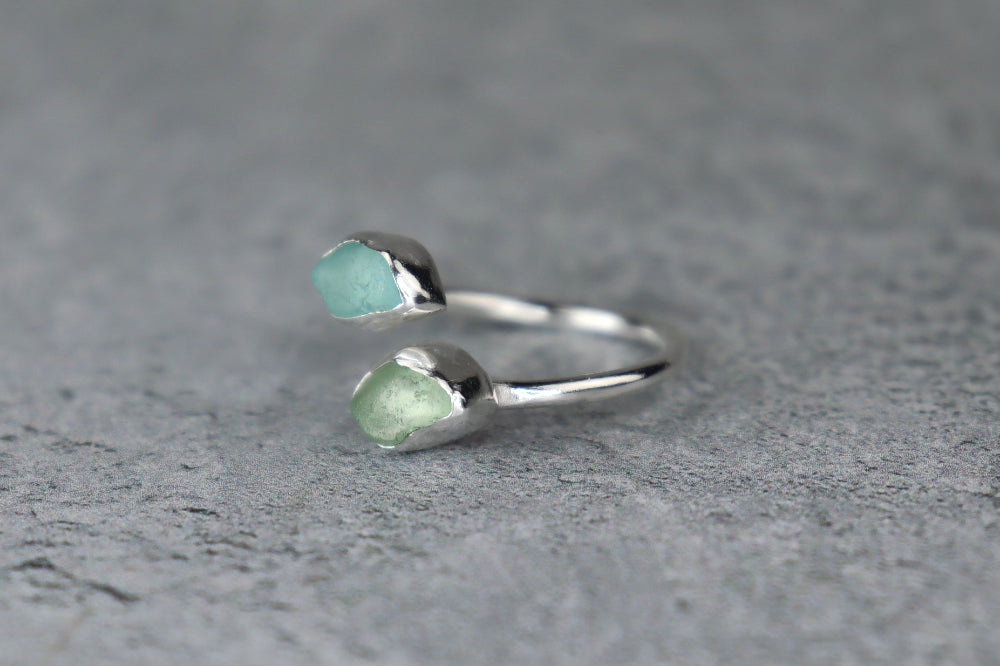UK Size P Welsh Sea Glass Ring