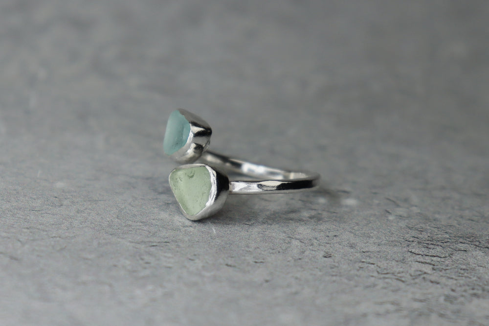 UK Size L/M Welsh Sea Glass Ring