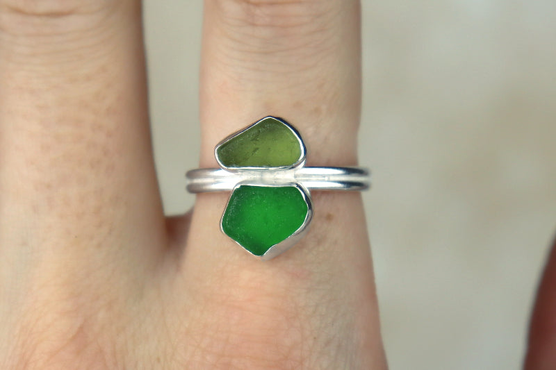 UK Size S Welsh Sea Glass Ring