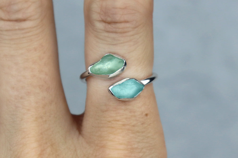 UK Size P Welsh Sea Glass Ring