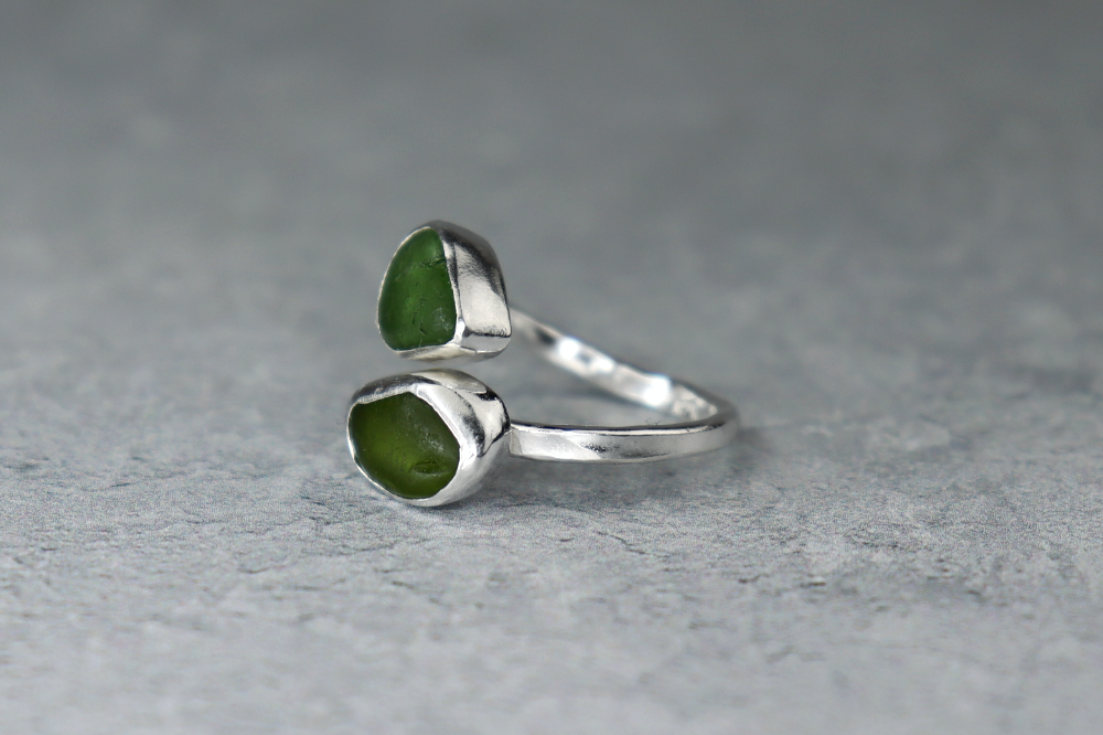 UK Size M Welsh Sea Glass Ring