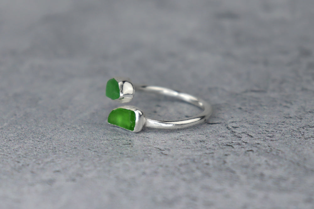 UK Size K/L Welsh Sea Glass Ring