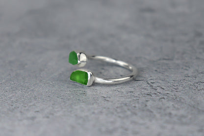 UK Size K/L Welsh Sea Glass Ring