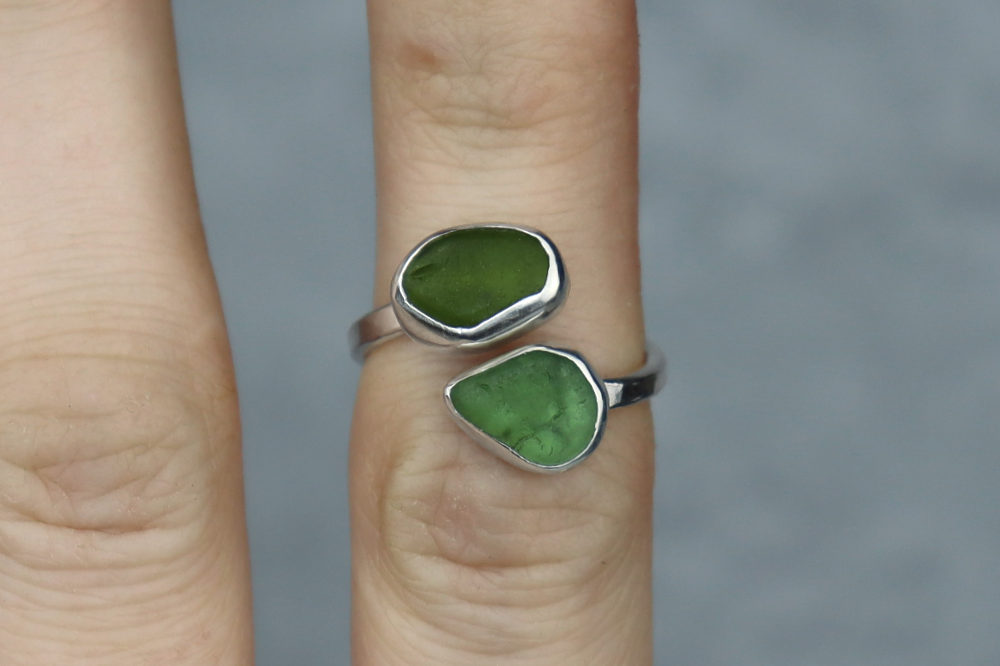UK Size M Welsh Sea Glass Ring