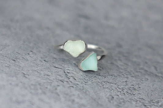 UK Size P Welsh Sea Glass Ring