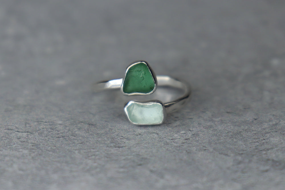 UK Size O Welsh Sea Glass Ring