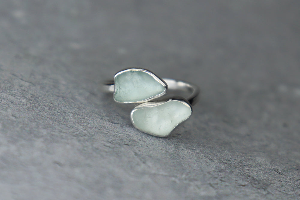 UK Size P Welsh Sea Glass Ring