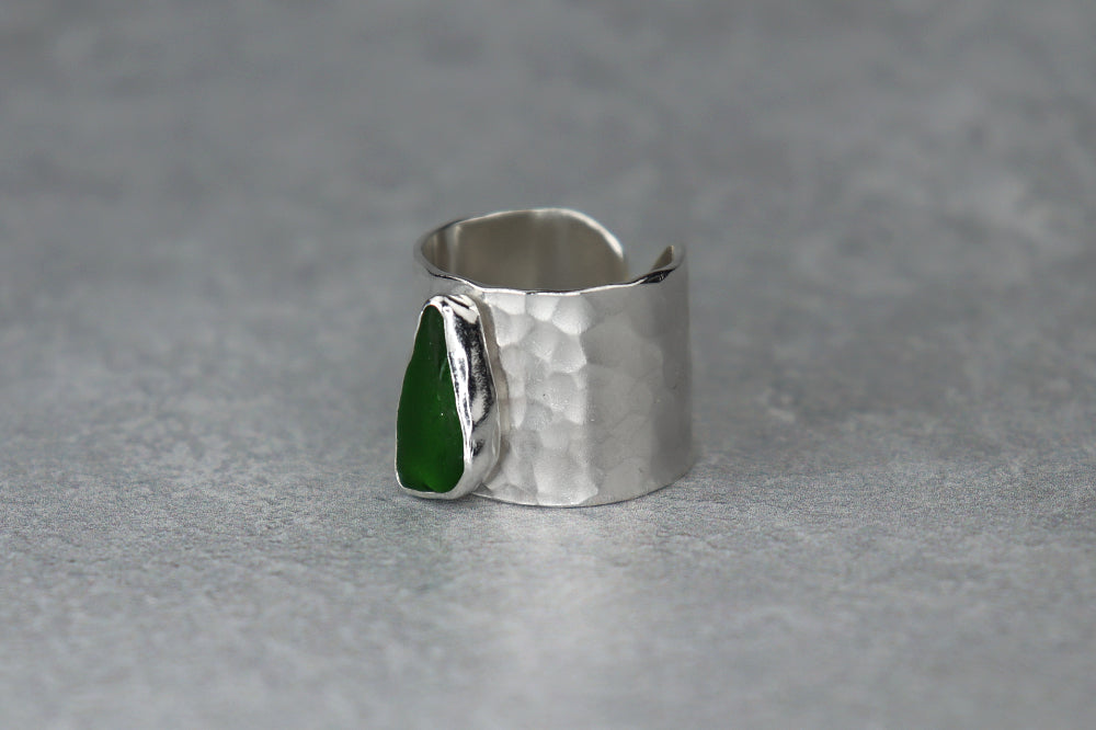 UK Size M Welsh Sea Glass Ring