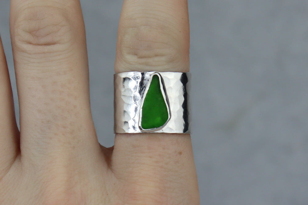 UK Size M Welsh Sea Glass Ring