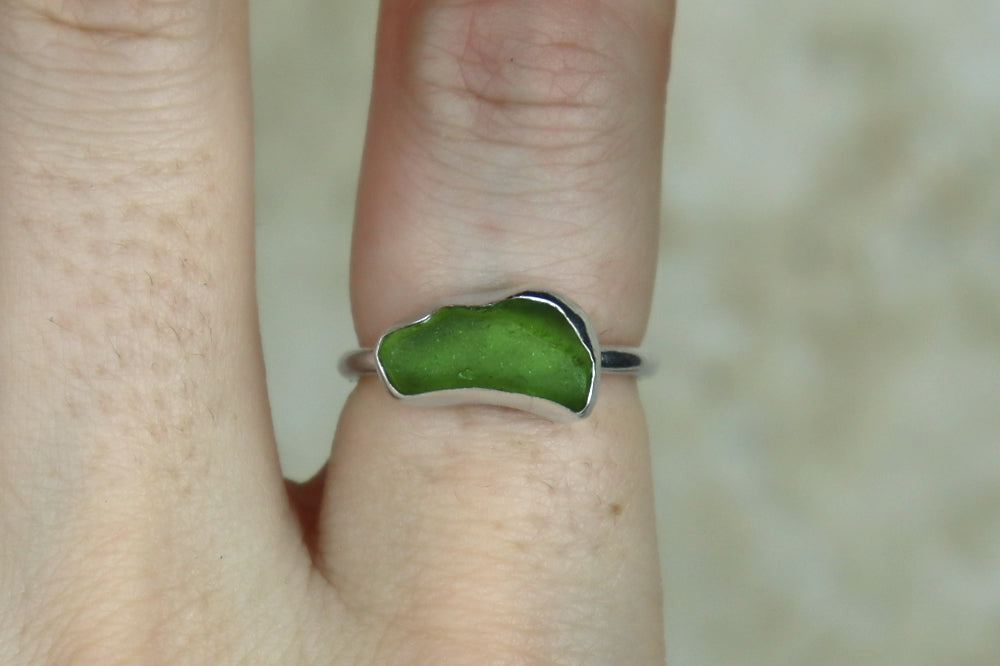 UK Size M Welsh Sea Glass Ring