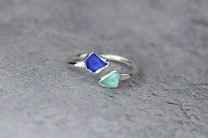 UK Size P Welsh Sea Glass Ring