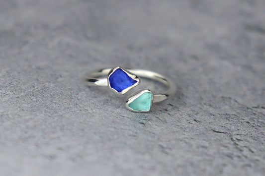 UK Size P Welsh Sea Glass Ring