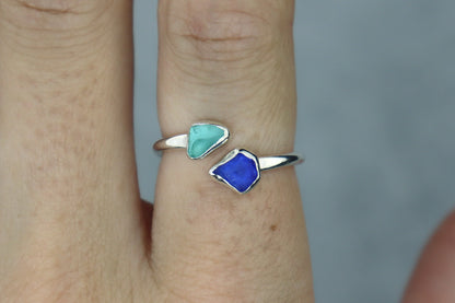 UK Size P Welsh Sea Glass Ring