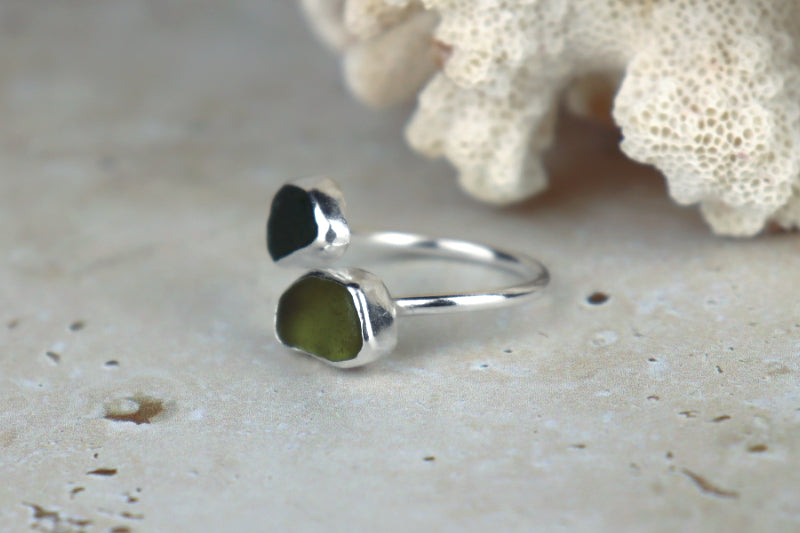 UK Size R Welsh Sea Glass Ring