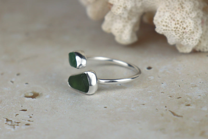 UK Size R Welsh Sea Glass Ring