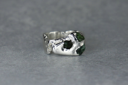 UK Size P/Q Welsh Sea Glass Signet Ring