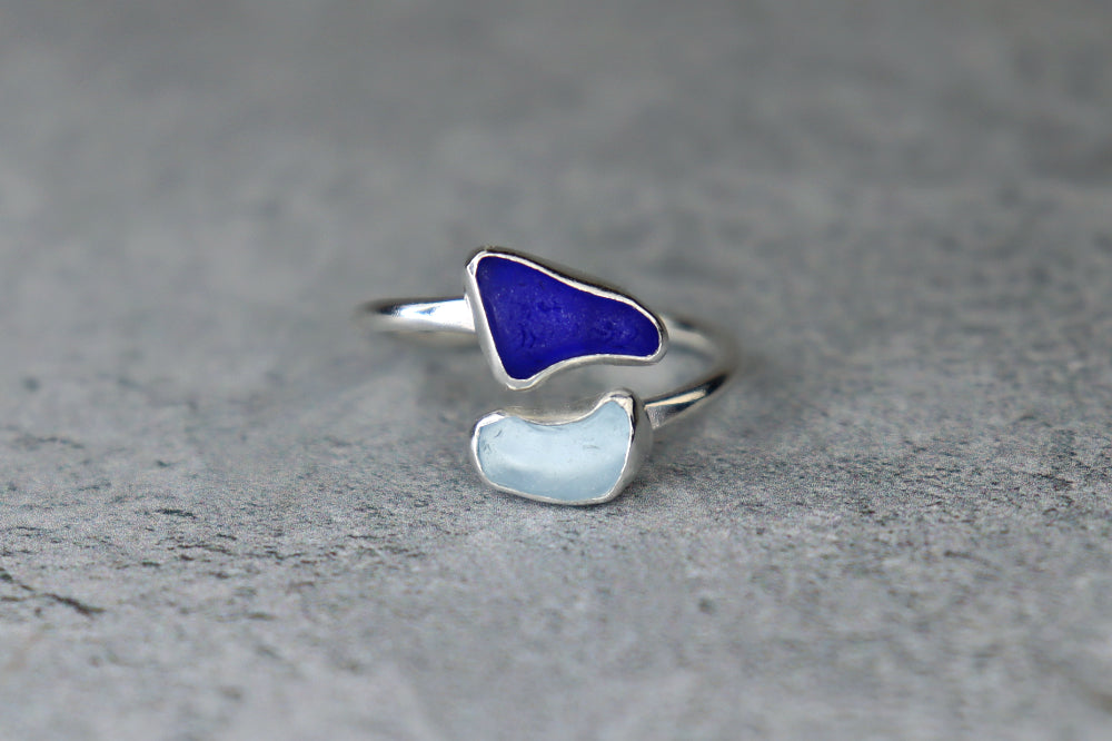 UK Size R Welsh Sea Glass Ring