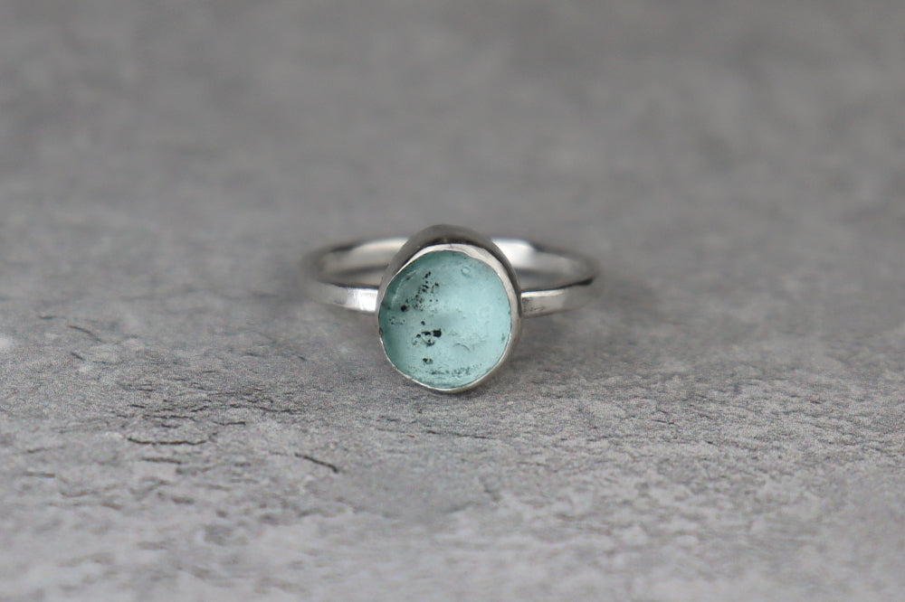 UK Size P Welsh Sea Glass Ring