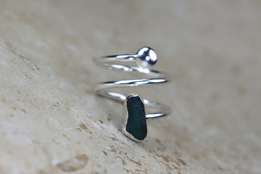 UK Size J Welsh Sea Glass Ring