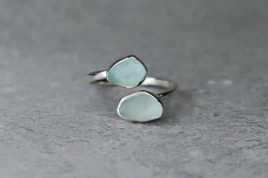 UK Size P Welsh Sea Glass Ring