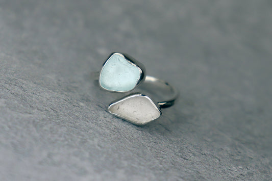 UK Size P Welsh Sea Glass Ring