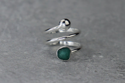 UK Size P/Q Welsh Sea Glass Ring