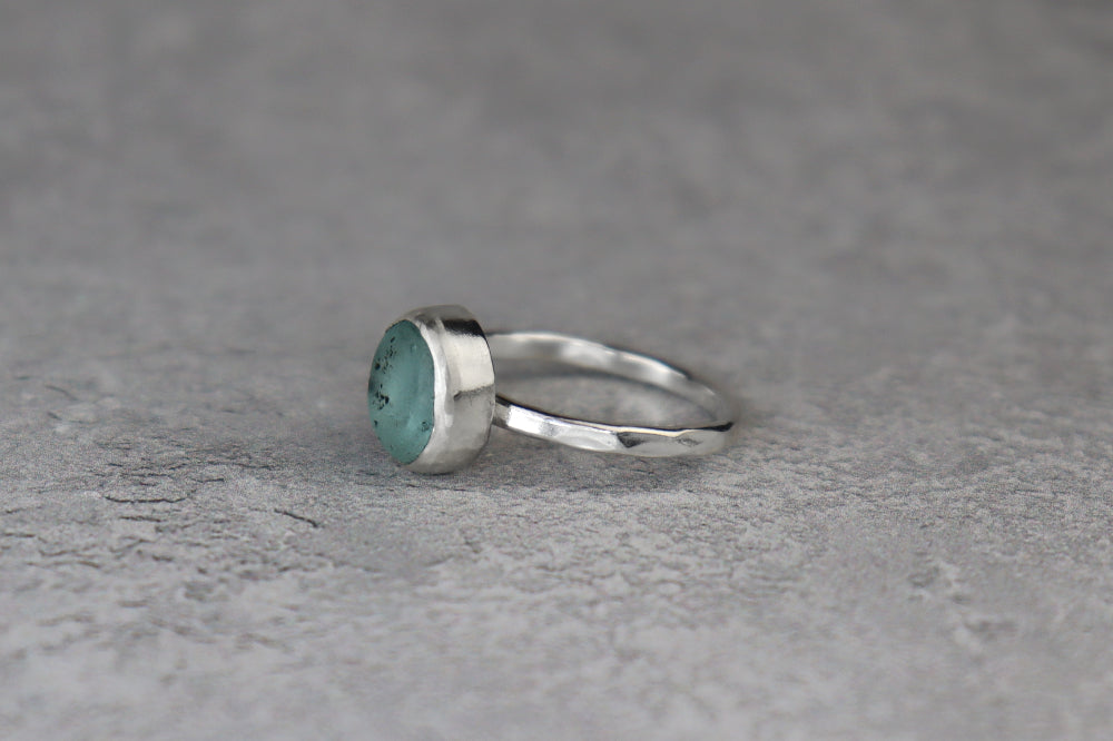 UK Size P Welsh Sea Glass Ring