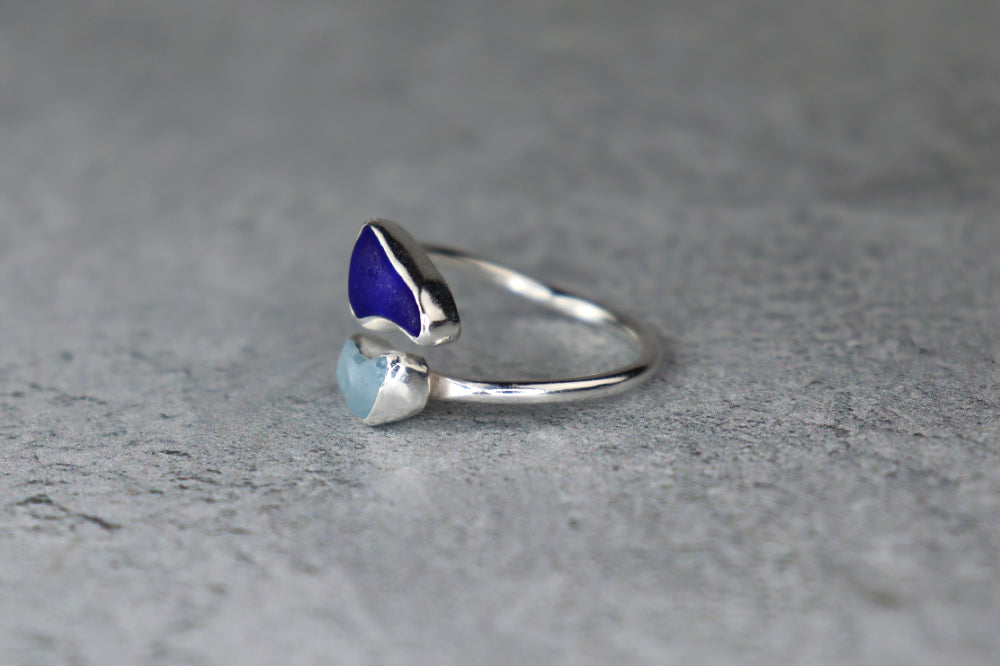 UK Size R Welsh Sea Glass Ring