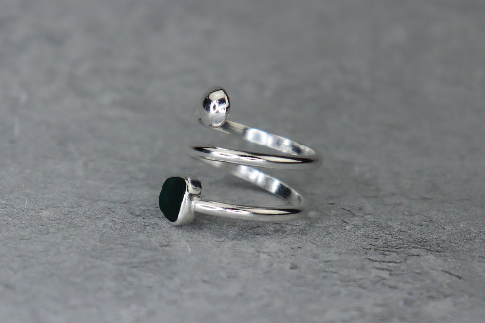 UK Size P/Q Welsh Sea Glass Ring