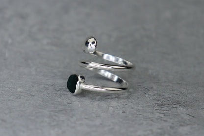 UK Size P/Q Welsh Sea Glass Ring