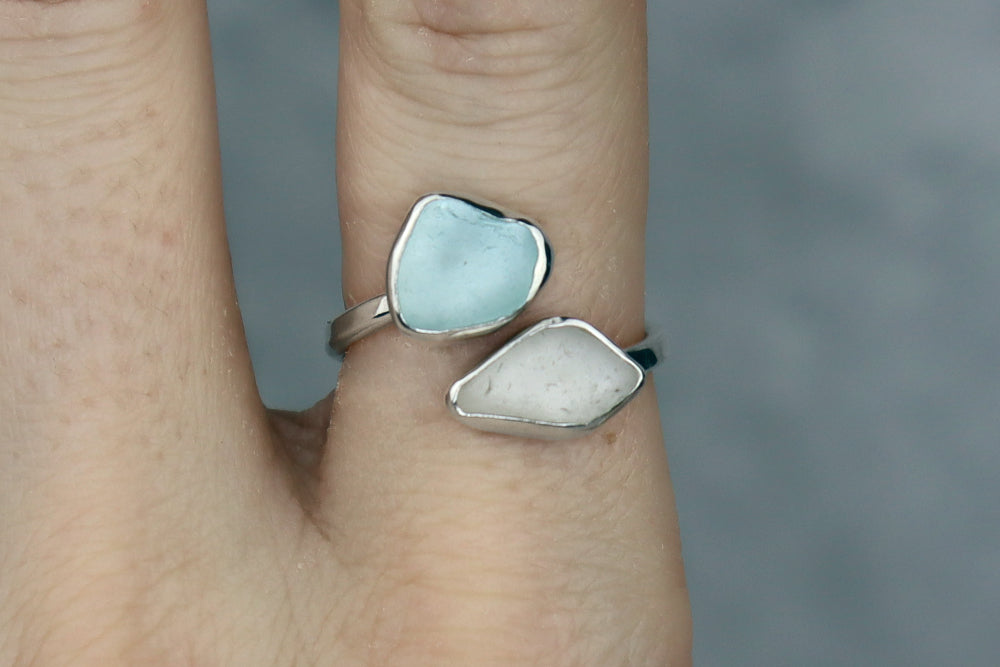 UK Size P Welsh Sea Glass Ring