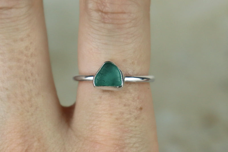 UK Size Q/R Welsh Sea Glass Ring