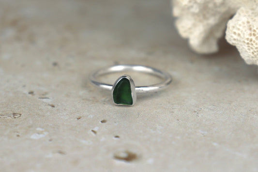 UK Size P Welsh Sea Glass Ring