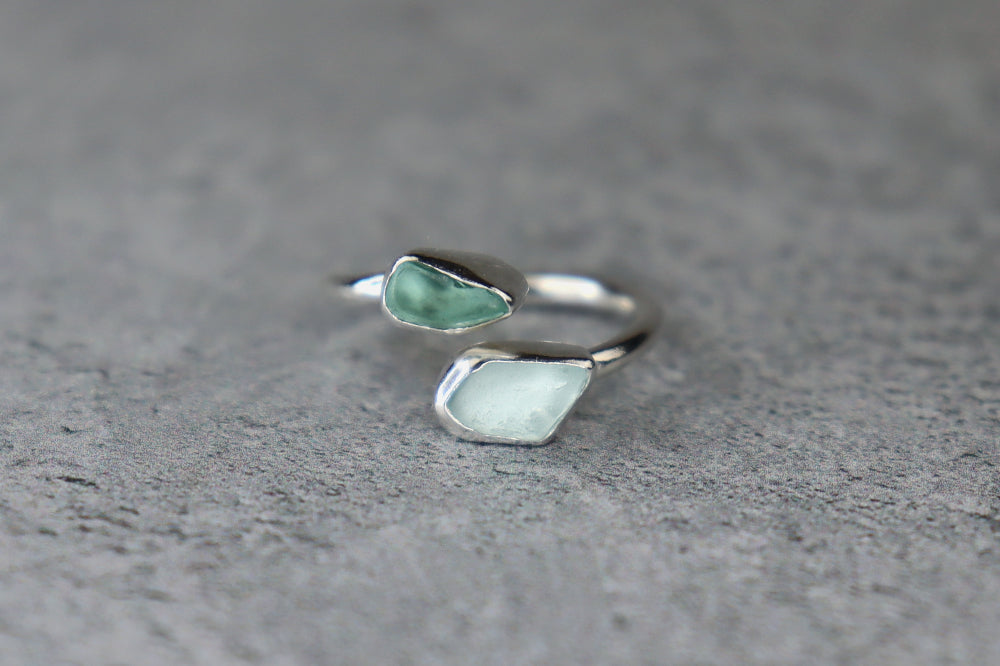 UK Size J Welsh Sea Glass Ring