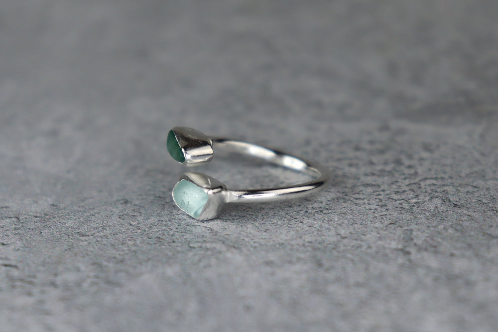 UK Size J Welsh Sea Glass Ring