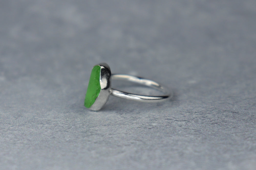 UK Size L Welsh Sea Glass Ring