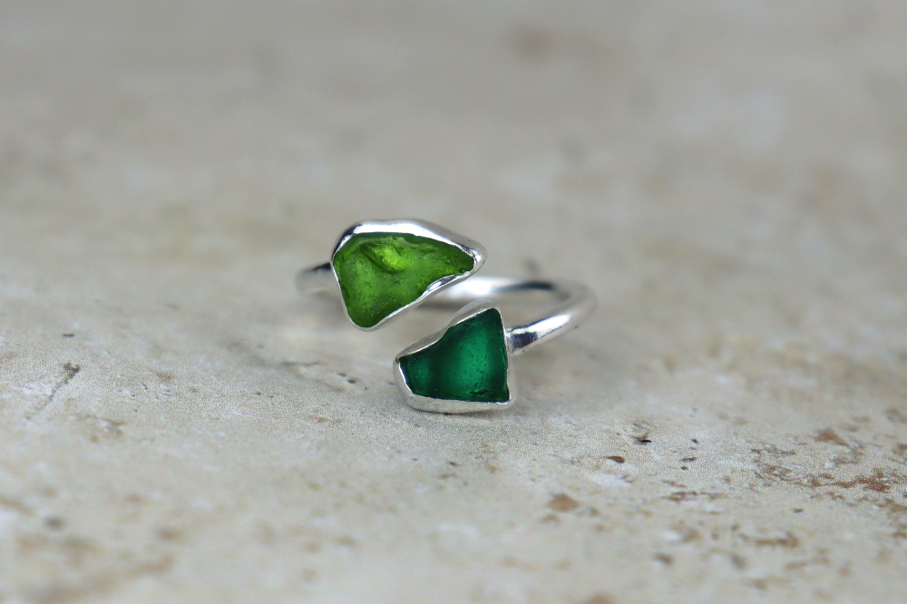 UK Size P Welsh Sea Glass Ring