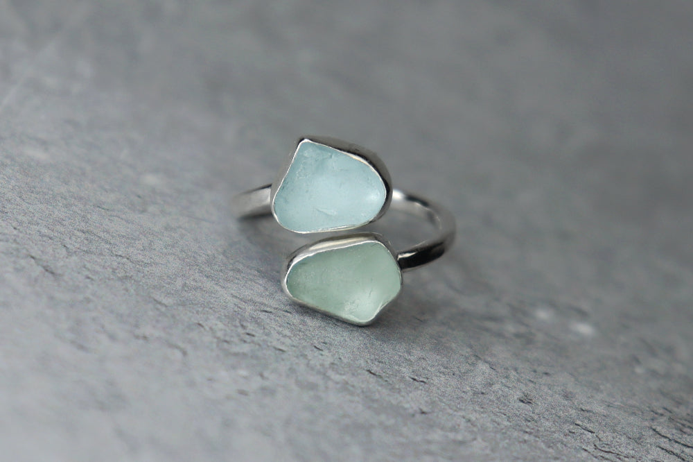 UK Size L/M Welsh Sea Glass Ring
