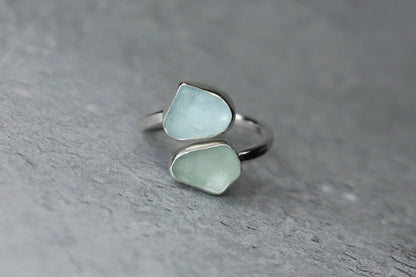 UK Size L/M Welsh Sea Glass Ring