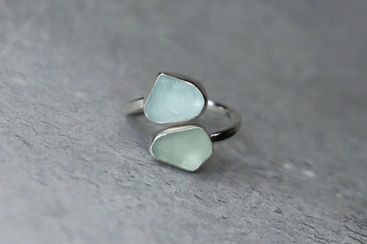 UK Size L/M Welsh Sea Glass Ring