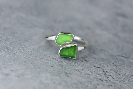 UK Size L Welsh Sea Glass Ring