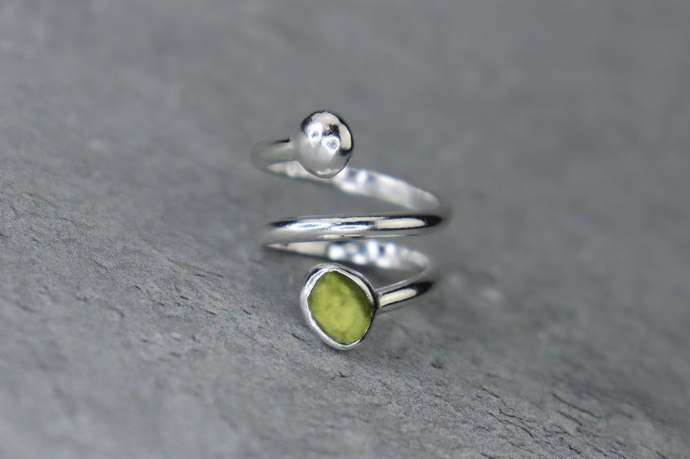 UK Size H/I Welsh Sea Glass Ring