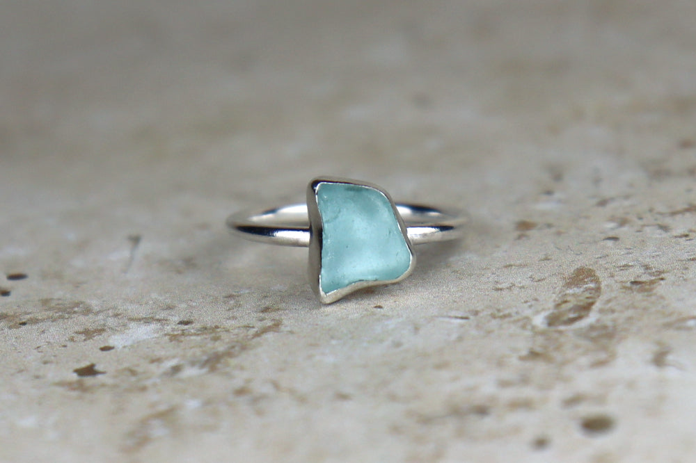 UK Size Q/R Welsh Sea Glass Ring