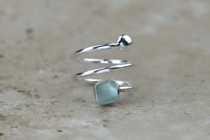 UK Size N Welsh Sea Glass Ring