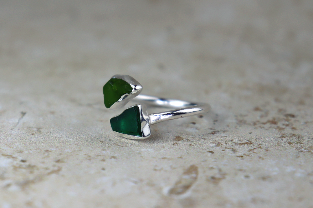 UK Size P Welsh Sea Glass Ring