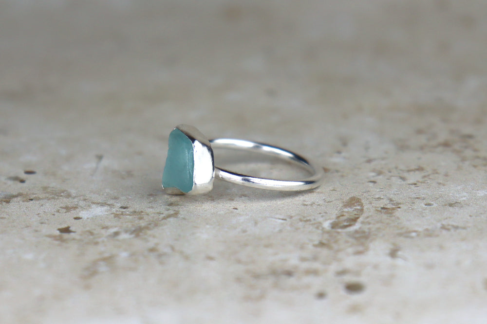 UK Size Q/R Welsh Sea Glass Ring