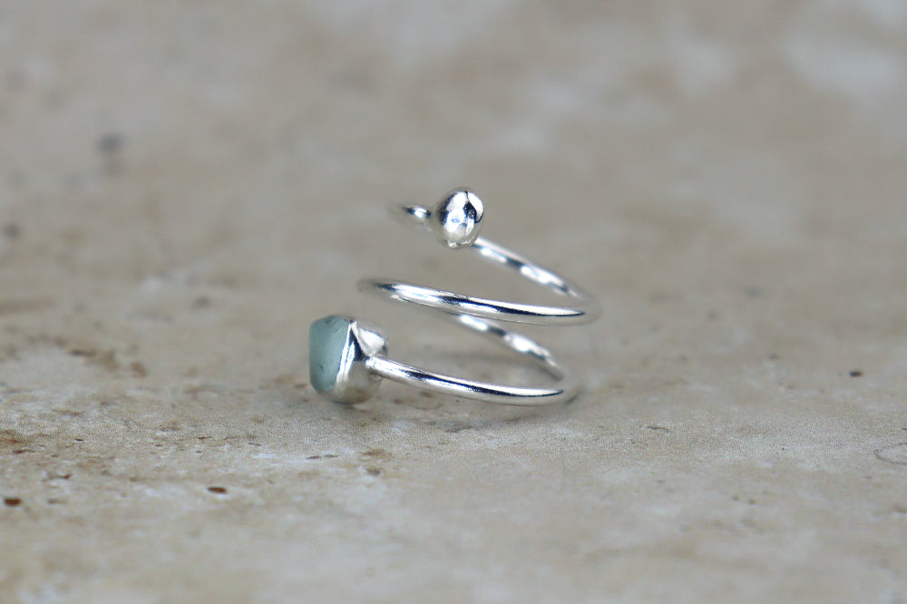 UK Size N Welsh Sea Glass Ring