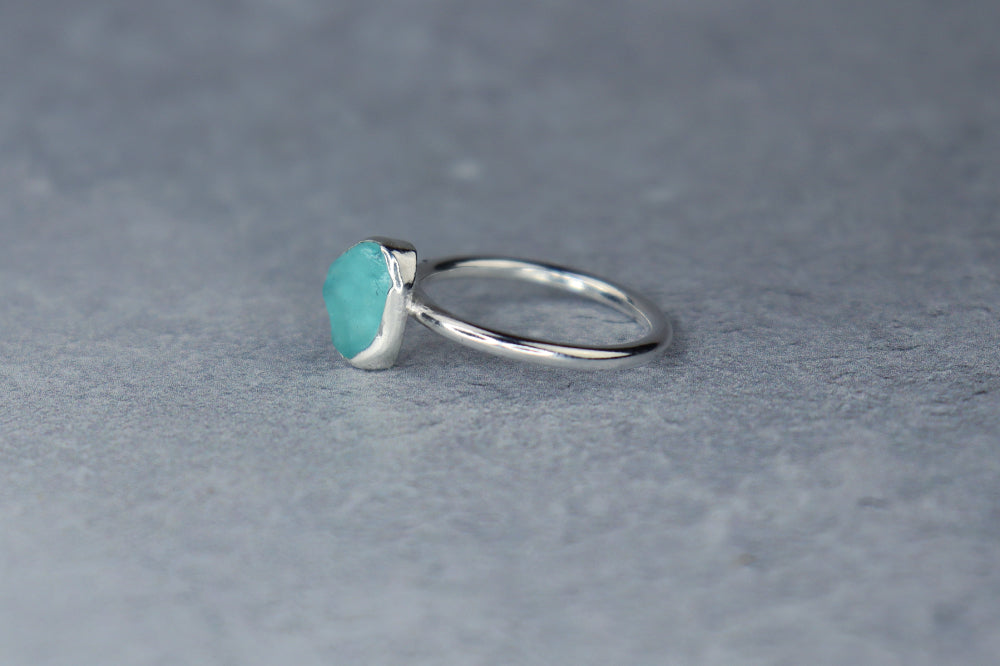 UK Size L Welsh Sea Glass Ring