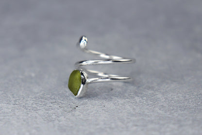 UK Size P/Q Welsh Sea Glass Ring